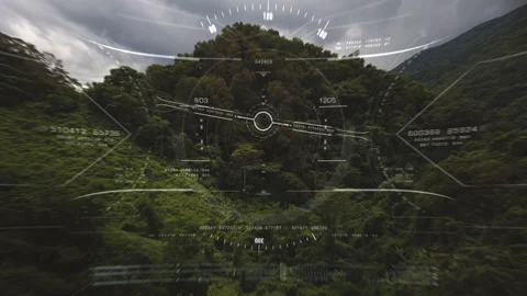 View from the fighter plane cockpit head up display 2 Stock Footage 143298012