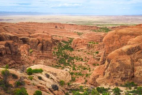 View of Fin Canyon on the Devil's Garden trail in the Arches National Park, Utah Stock Photos