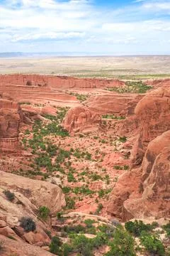 View of Fin Canyon on the Devil's Garden trail in the Arches National Park, Utah Stock Photos