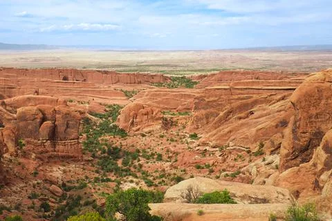 View of Fin Canyon on the Devil's Garden trail in the Arches National Park, Utah Stock Photos