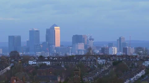 View of the financial district of the Docklands Stock Footage 57522681