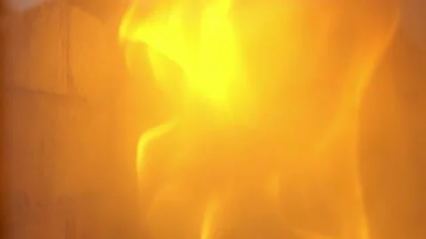 View of the fire burning in the furnace Stock Footage 169369960