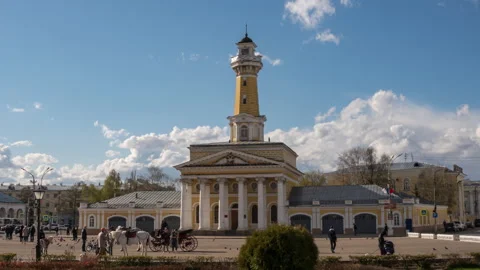 View of fire tower and guardhouse on Susanin square Stock Footage 169911315
