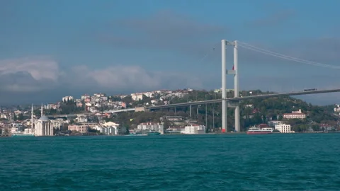 View of the First Bosphorus Bridge in Istanbul. Stock Footage 313791691