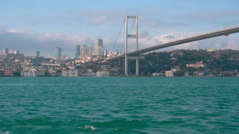 View of the First Bosphorus Bridge in Istanbul. Stock Footage 313791760