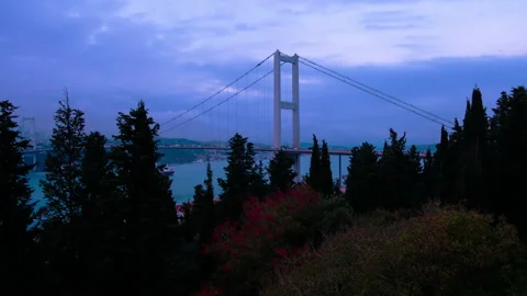 View of the First Bosphorus Bridge in Istanbul. Stock Footage 313791870