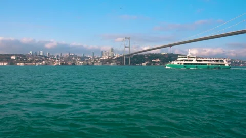 View of the First Bosphorus Bridge in Istanbul. Stock Footage 313792527