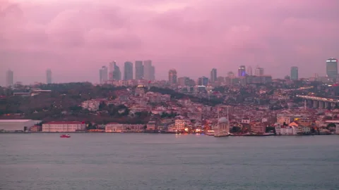 View of the First Bosphorus Bridge in Istanbul. Stock Footage 313792786