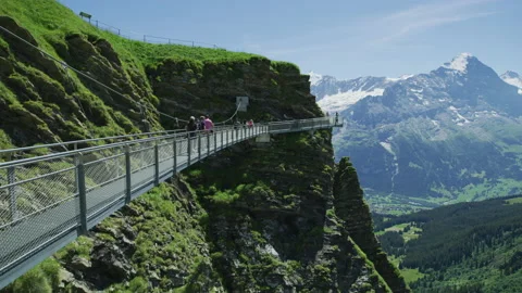 View from the First Cliff Walk, Grindelwald Stock Footage 219707179