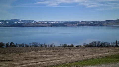 View of a fjord in spring Stock Footage 280914842