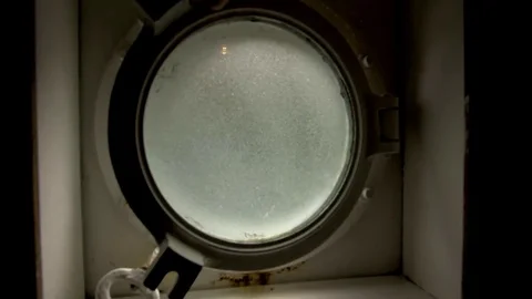 View Of The Fjords Through An Old Rusty Window Stock Footage 85254603