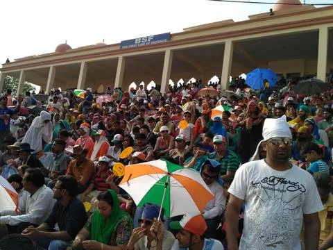 A view of flag ceremony at wagah-atari border in Amritsar Stock Photos