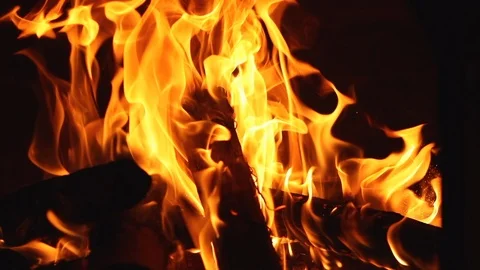 View of flame produced by a campfire Stock Footage 122683636