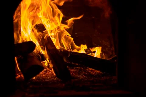 View of flame produced by a campfire Stock Photos