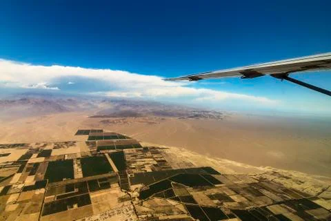 View of the flat fields on the way to the Nazca Lines Stock Photos