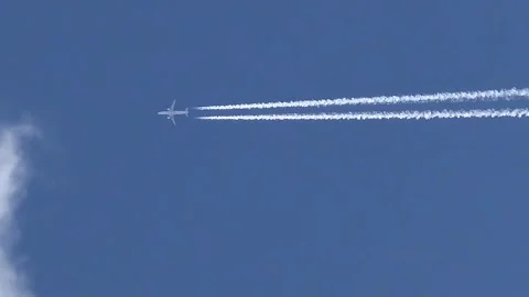 View of the flight of the plane from the surface of the earth Stock Footage 271228574