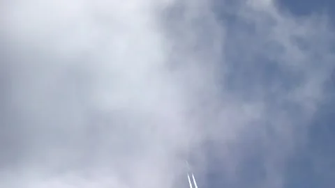 View of the flight of the plane from the surface of the earth Stock Footage 271228710