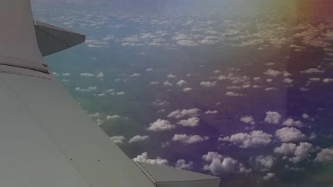 View in flight from the window porthole of an airplane Stock Footage 204808541