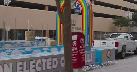 View of a float at the Houston Gay Pride parade Stock Footage 244762944