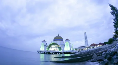 View of the floating mosque in Melaka Stock Footage 63495460