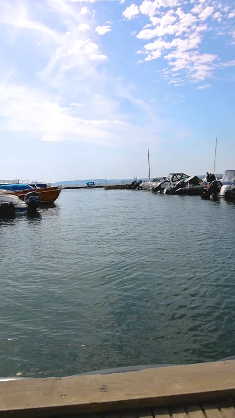 View from the floating pir on boats Stock Footage 201684030