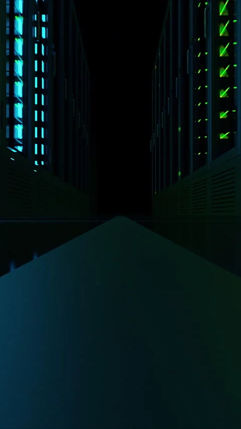 View on Floor in Data Center Computer Server Room Processing Digital Information Stock Footage 329029873