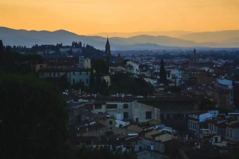 View of florence at sunset Stock Photos