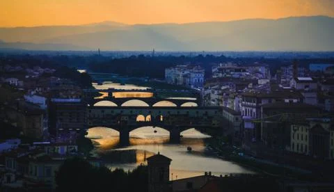 View of florence at sunset Foto stock