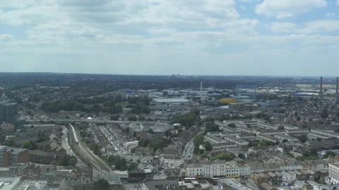A view of fluffy clouds over London. Stock Footage 112958014