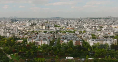 View from a flying drone over the city of Paris. Cityscape of the most popular Stock-Footage 227552402