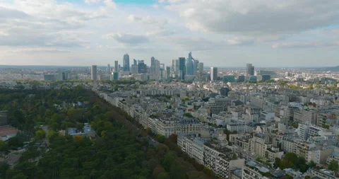 View from a flying drone over the city of Paris. Cityscape of the most popular Video stock 228244870