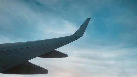 View of the fog from an airplane window Stock Footage 107547477