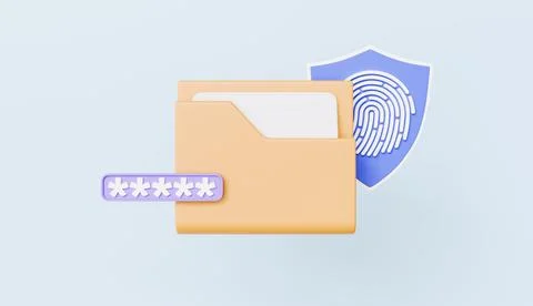 View folder protected with password with fingerprint shield, document Иллюстрация