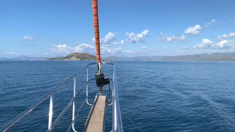 View from the fore of pleasure boat in open sea Stock Footage 122437340