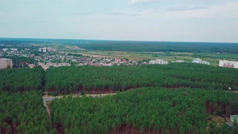 View of the forest from above. Road from a height. Forest and road from above. Stock Footage 159442365