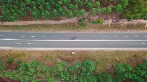 View of the forest from above. Road from a height. Forest and road from above. Stock Footage 159442689