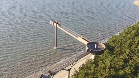  view of a forest and river with a bridge Video stock 306040467