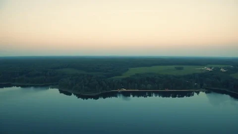 View of the forest and river from the cockpit during the flight Stock Footage 80308964