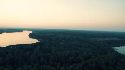 View of the forest and the river from the cockpit. Stock Footage 80312823