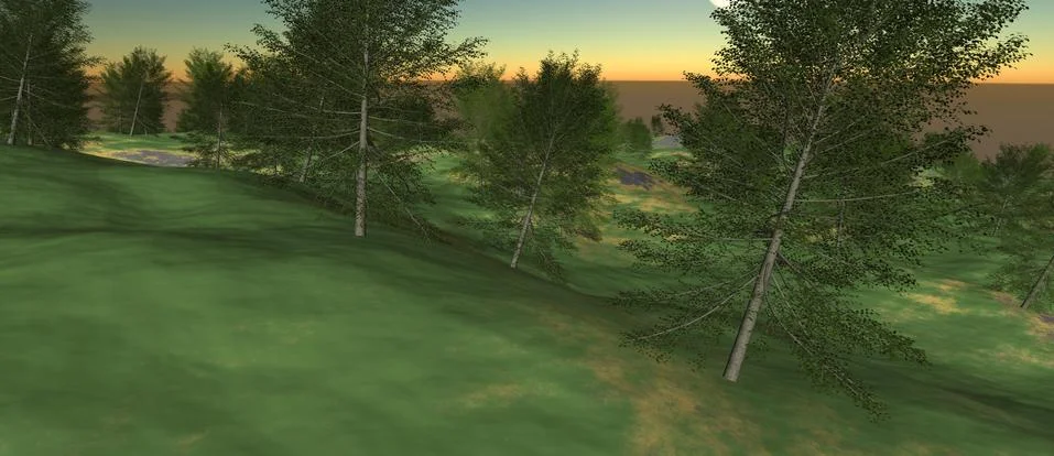 A view of the forest with green trees on the hill Stock Illustration