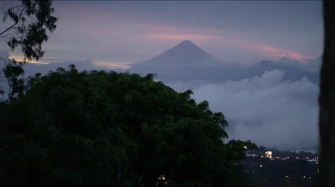 View of forest overlooking a city at night Stock Footage 63056500