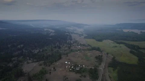 View Of forest with Wild Fires Smoke near Osoyoos Lake area Stock Footage 307117012