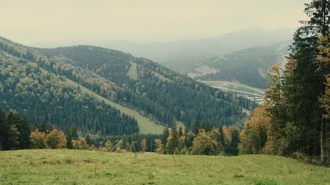 A view of the forested slopes of the mountains landscape Stock Footage 110812217