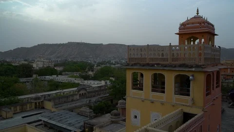 A view form the rooftop on the Hawa Mahal. Stock Footage 107672653