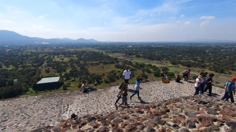 View form the top of the pyramid of the sun looking down Stock Footage 97874530