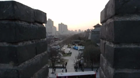 View form xi'an city wall of china Stock Footage 906977