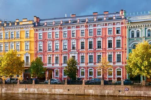 View of the former K.A. Tur profitable house on the Moika river embankment,.. Stock Photos