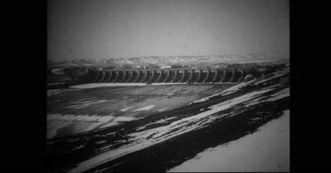 View of Fort Randall Dam in South Dakota Stock Footage