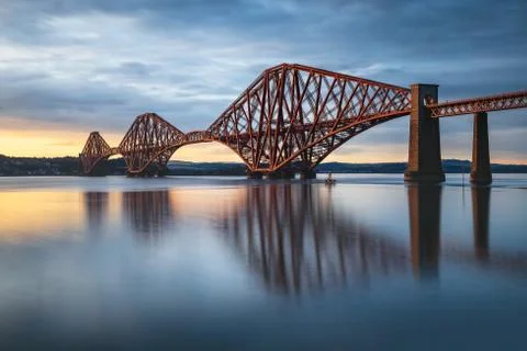 View of Forth Rail Bridge at sunset Stock Photos
