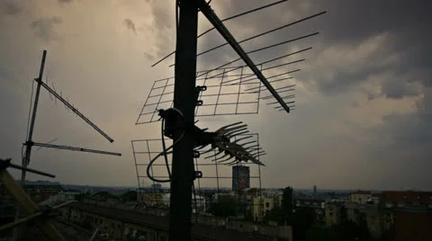 View of the forthcoming storm during the dusk time in city center Stock Footage 22481149